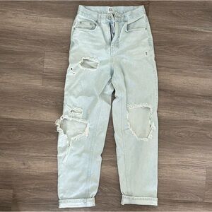 BDG High Rise Baggy Distressed Light Wash Denim Jeans